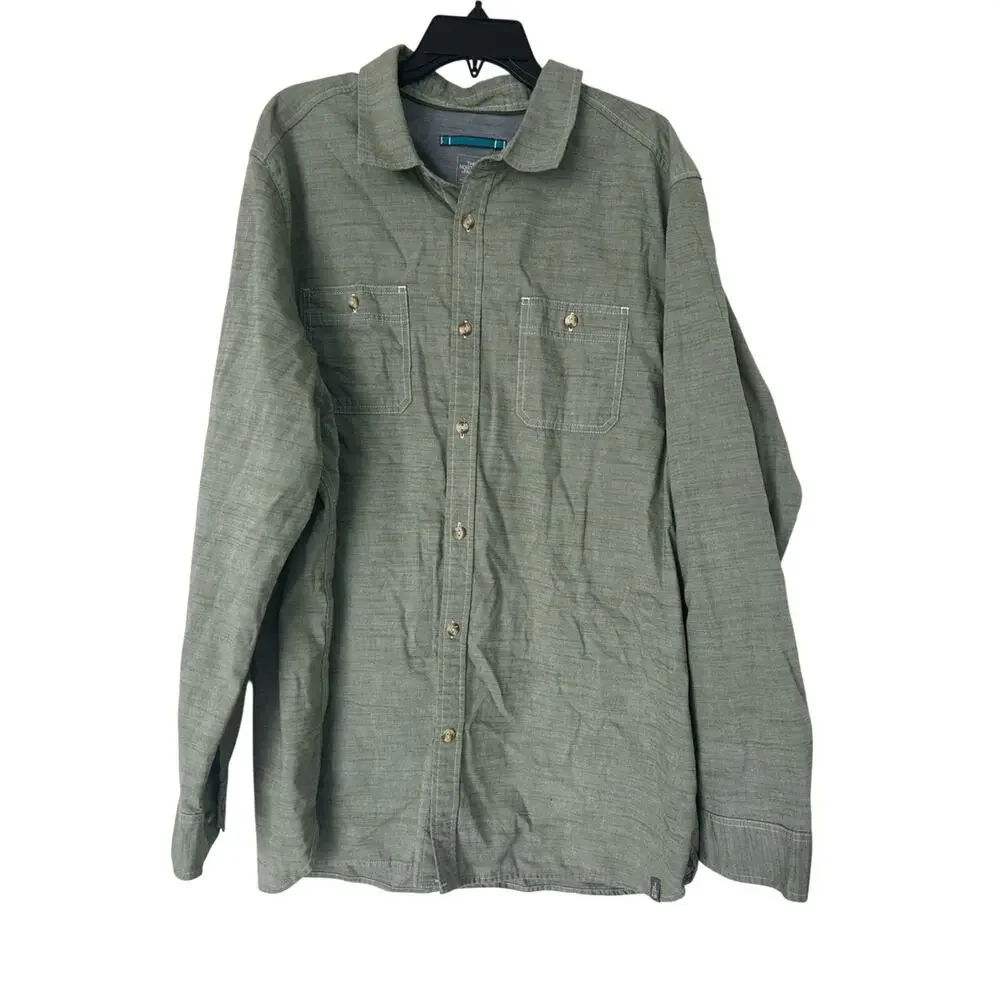 The North Face Men’s Lightweight Heathered Green Button-Up Shirt Size XXL
